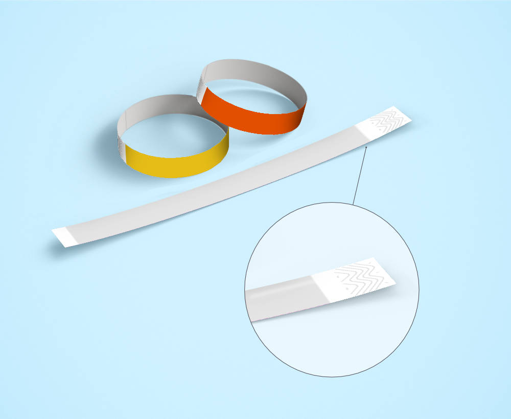 Pulseira Laserband Nylon branca para uso hospitalar e eventos