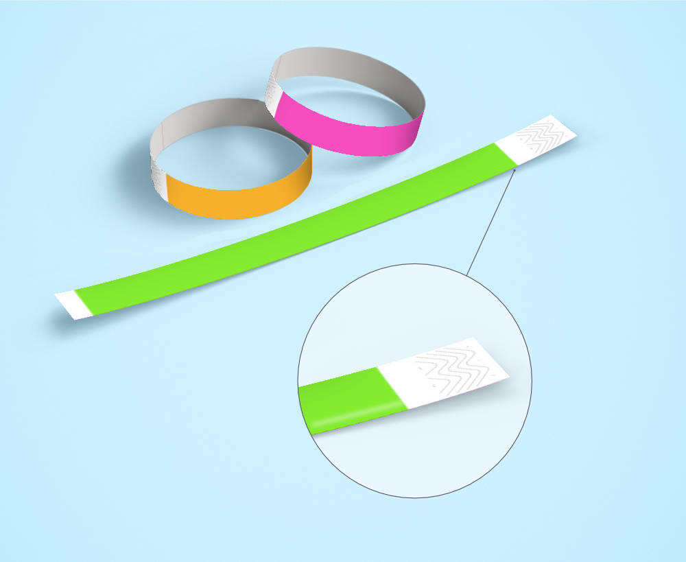 Pulseira PVC Adesiva verde para parques aqu&aacute;ticos e resorts