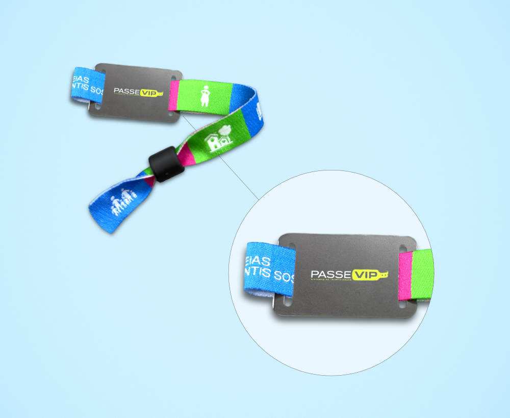 Pulseira tecido bordado com RFID/NFC
