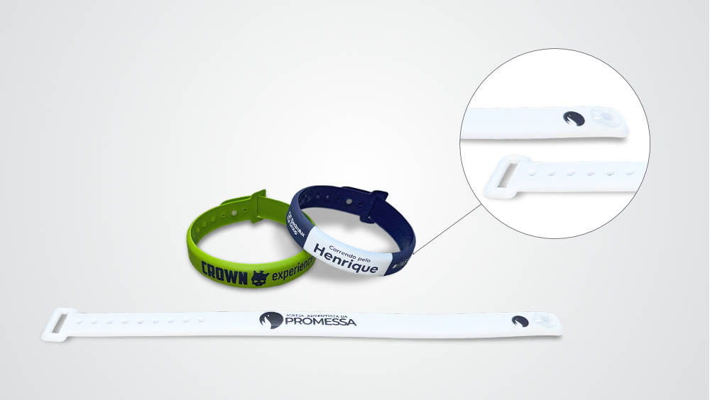 Pulseira reutiliz&aacute;vel emborrachada personalizada da PasseVIP