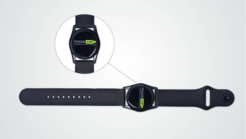 Pulseira Reutilizavel Emborrachado com RFID NFC da PasseVIP