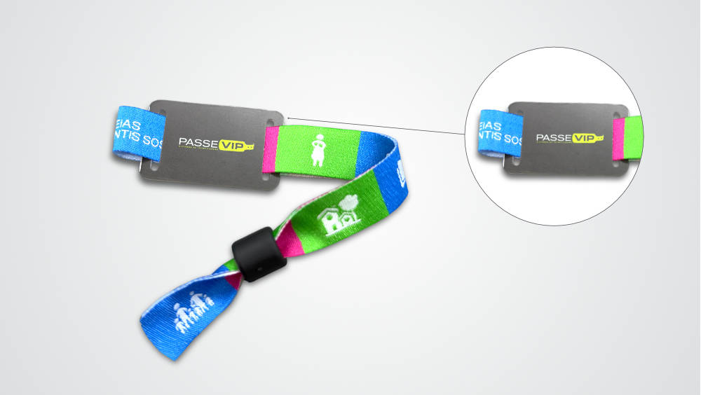 Pulseira Tecido Bordado com RFID NFC da PasseVIP