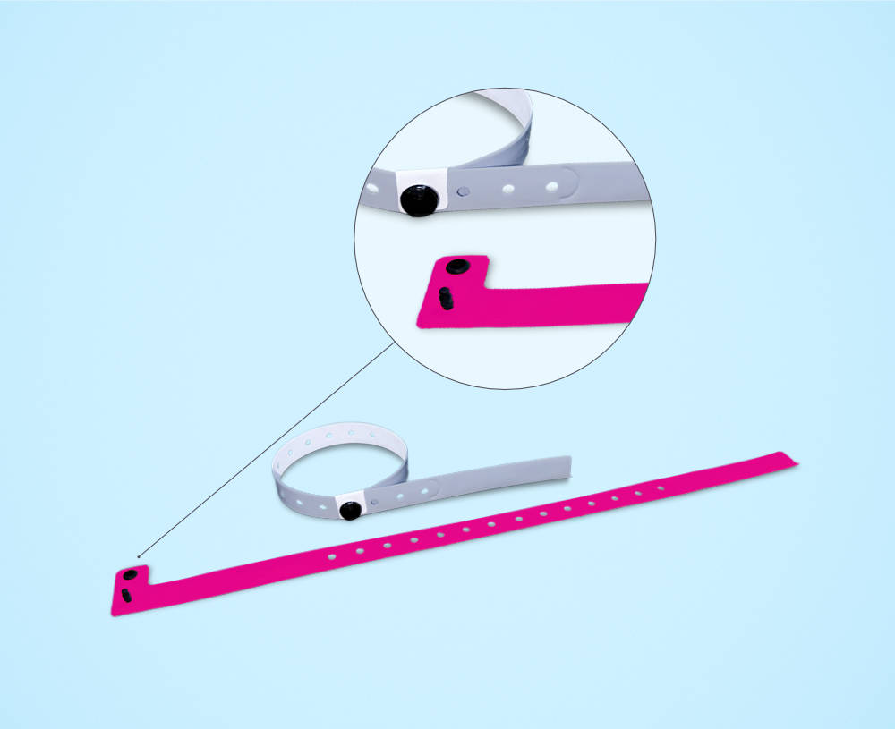 Pulseira Vinil Slim rosa com ponta destac&aacute;vel