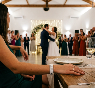 Casamento com identificação de convidados por pulseiras