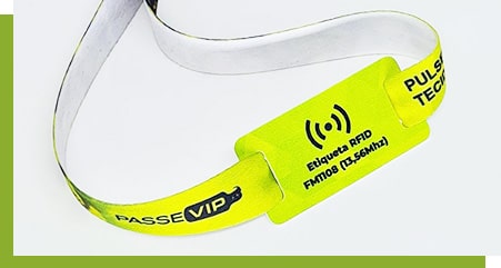 Pulseira amarela etiqueta RFID da PasseVIP