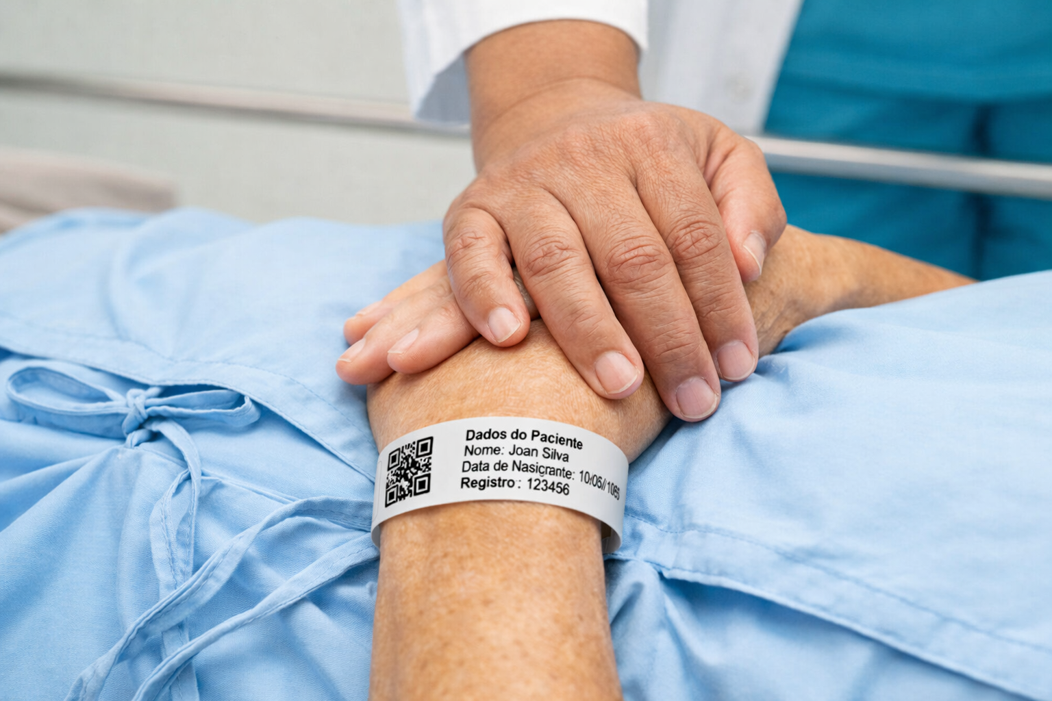 pulseira de identificação hospitalar com dados do paciente